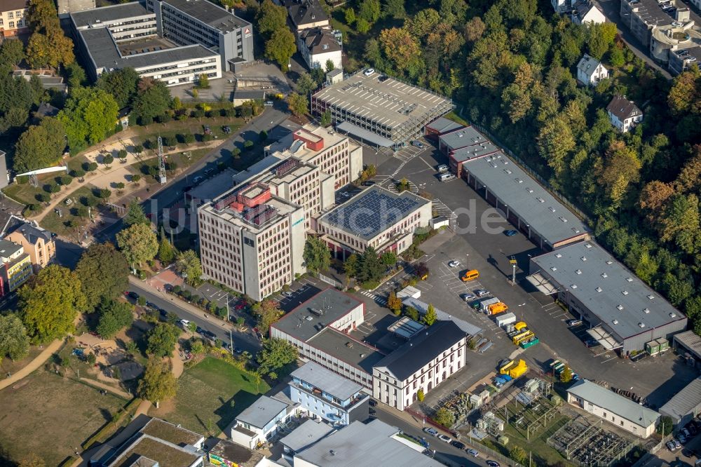 Siegen von oben - Verwaltungsgebäude des Unternehmens Siemens in Siegen im Bundesland Nordrhein-Westfalen