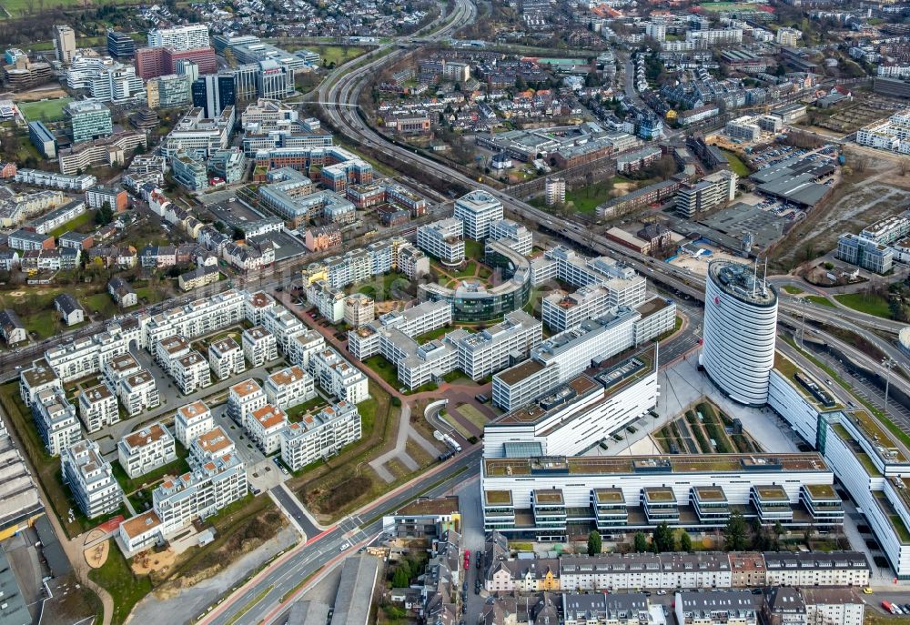 Luftbild Düsseldorf - Verwaltungsgebäude des Unternehmens Vodafone Campus am Ferdinand-Braun-Platz im Ortsteil Stadtbezirk 4 in Düsseldorf im Bundesland Nordrhein-Westfalen