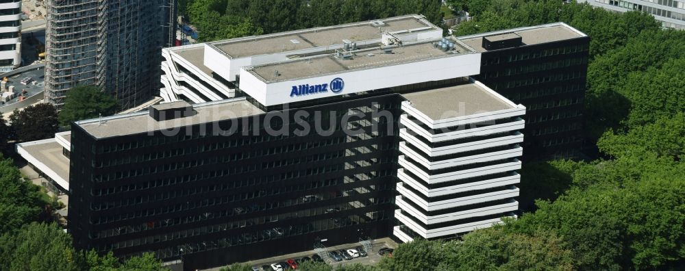 Luftaufnahme Hamburg - Verwaltungsgebäude des Versicherungs- Unternehmens der ALLIANZ AG am Kapstadtring in Hamburg