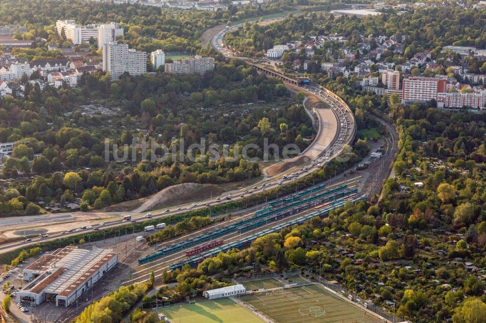 Luftbild Frankfurt am Main - VGF Betriebshof Ost in Frankfurt am Main im Bundesland Hessen, Deutschland