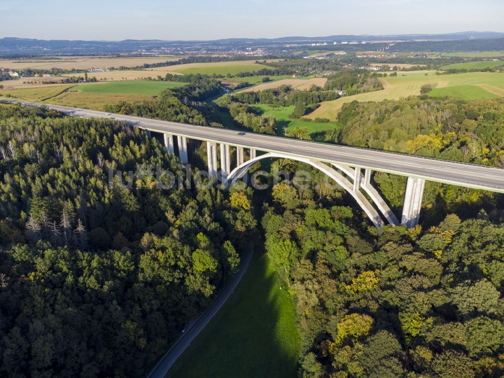 Luftbild Bahretal - Viadukt Autobahnbrücke der BAB A17 Seidewitztal- Autobahnbrücke in Bahretal im Bundesland Sachsen, Deutschland