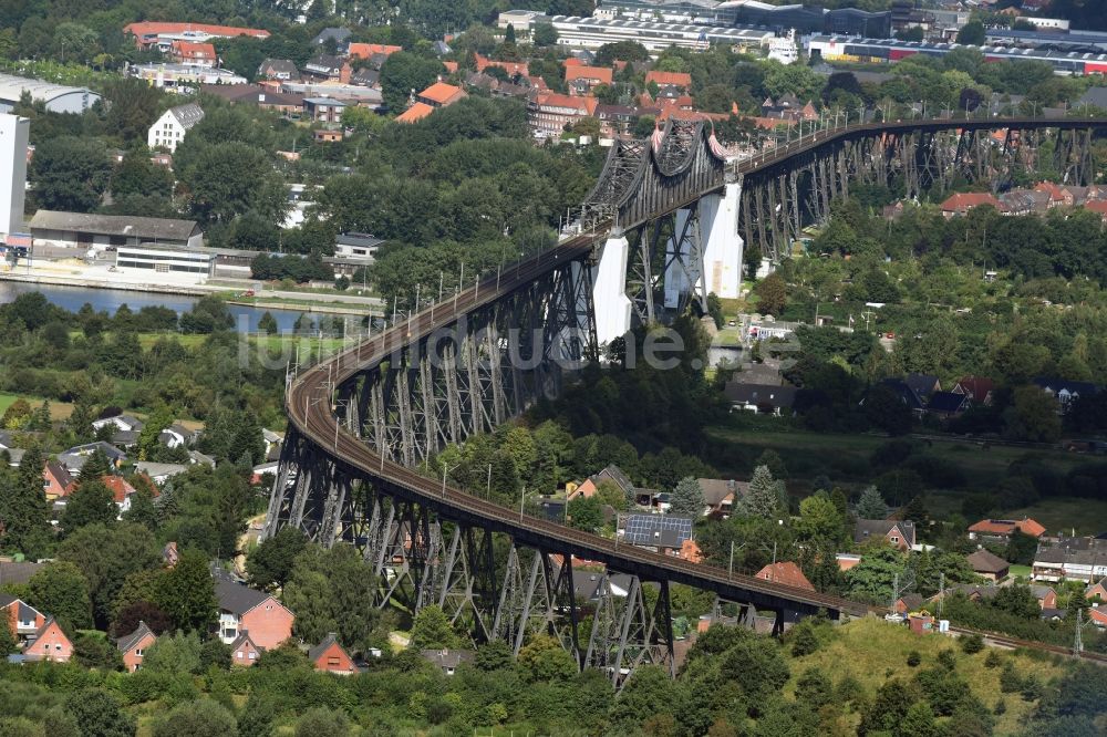 Luftaufnahme Osterrönfeld - Viadukt des Bahn- Brückenbauwerk in Osterrönfeld im Bundesland Schleswig-Holstein