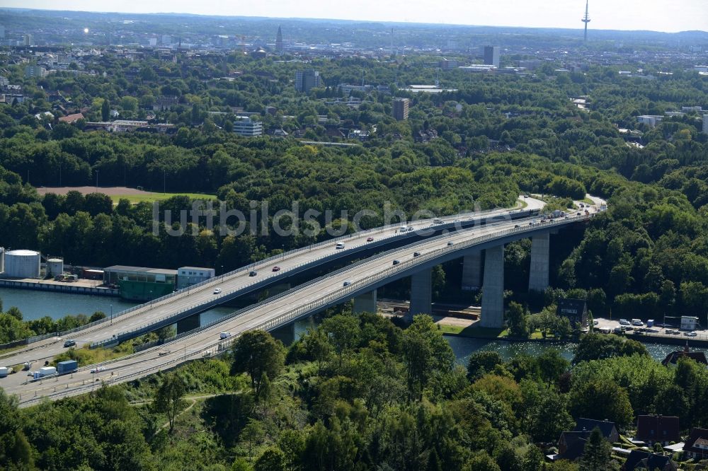 Kiel aus der Vogelperspektive: Viadukt der Schnellstraße der Bundesstraße B503 in Kiel im Bundesland Schleswig-Holstein