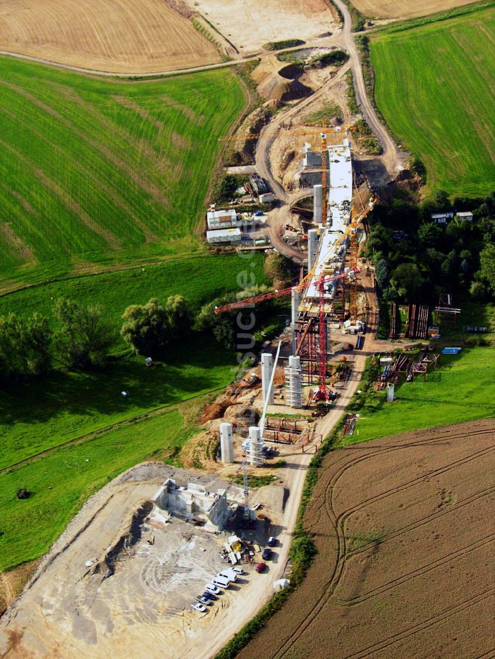 Luftaufnahme Laasen - Viaduktbau in Gera Laasen