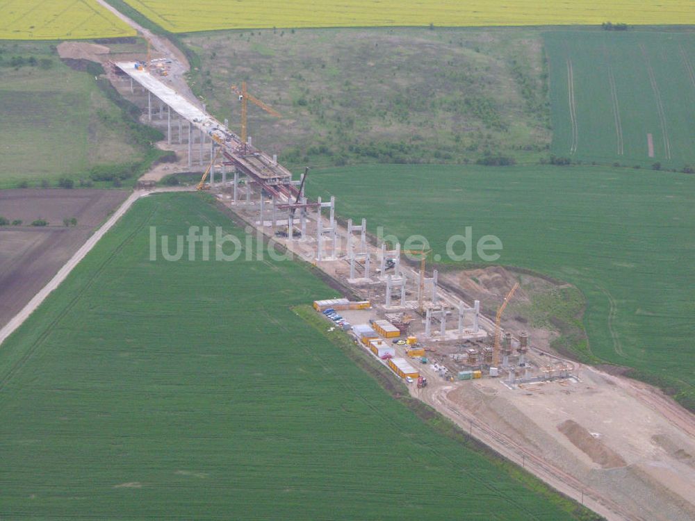 Alberstedt von oben - Viaduktbaustelle in Alberstedt