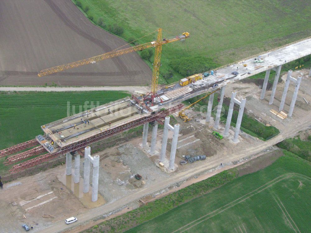 Alberstedt von oben - Viaduktbaustelle in Alberstedt