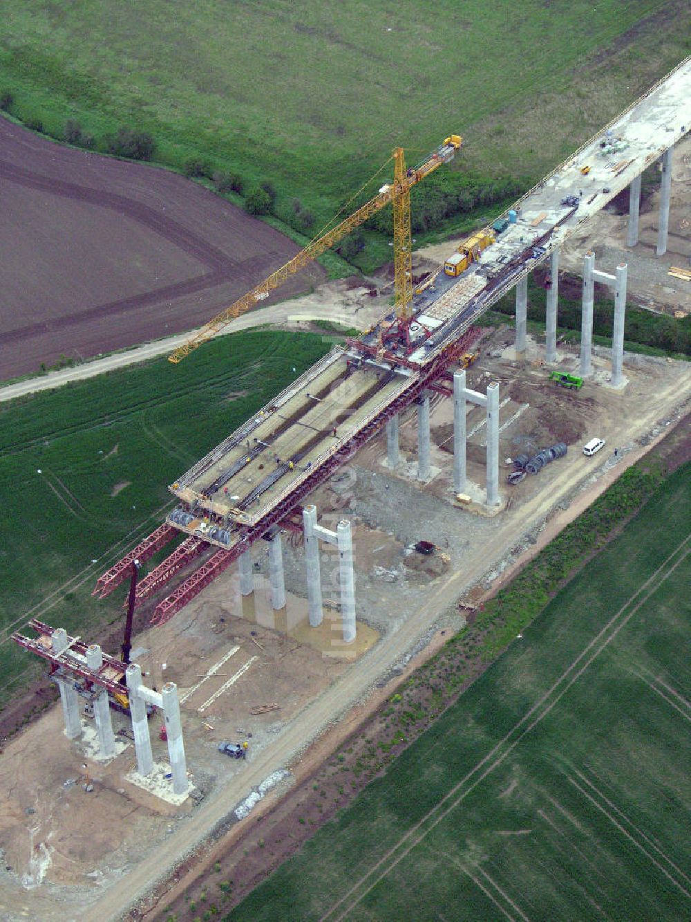 Alberstedt von oben - Viaduktbaustelle in Alberstedt