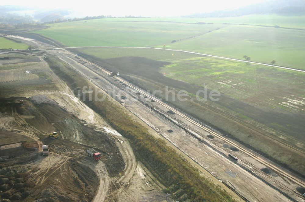 Sättelstedt aus der Vogelperspektive: Viaduktneubau bei Sättelstädt im Rahmen der BAB A 4 - Umfahrung Hörselberge in Thüringen bei Eisenach