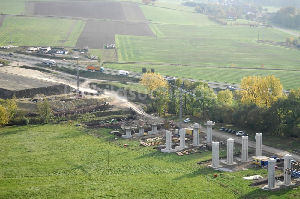 Sättelstedt aus der Vogelperspektive: Viaduktneubau bei Sättelstädt im Rahmen der BAB A 4 - Umfahrung Hörselberge in Thüringen bei Eisenach