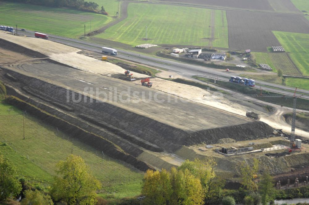 Luftbild Sättelstedt - Viaduktneubau bei Sättelstädt im Rahmen der BAB A 4 - Umfahrung Hörselberge in Thüringen bei Eisenach