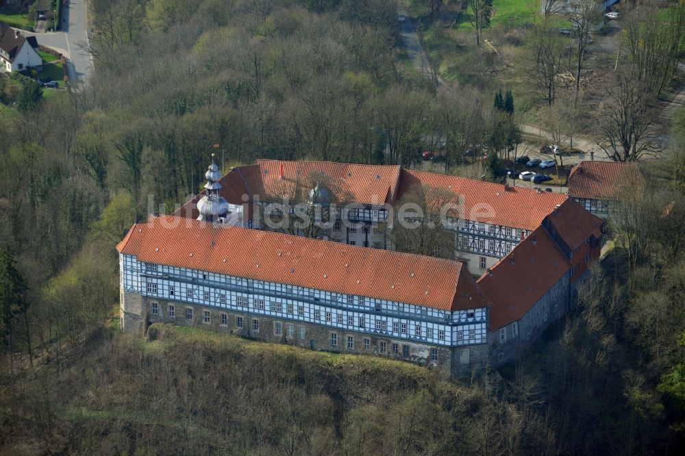 Luftbild Herzberg am Harz - Vierflügelanlage des Schloss Herzberg in Herzberg am Harz im Bundesland Sachsen-Anhalt