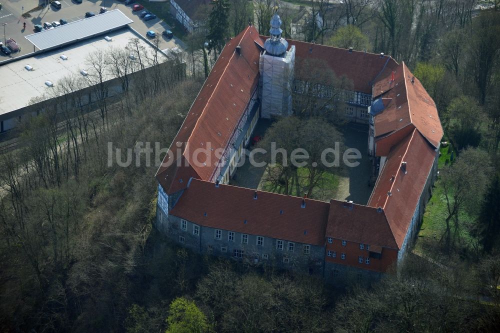 Luftbild Herzberg am Harz - Vierflügelanlage des Schloss Herzberg in Herzberg am Harz im Bundesland Sachsen-Anhalt