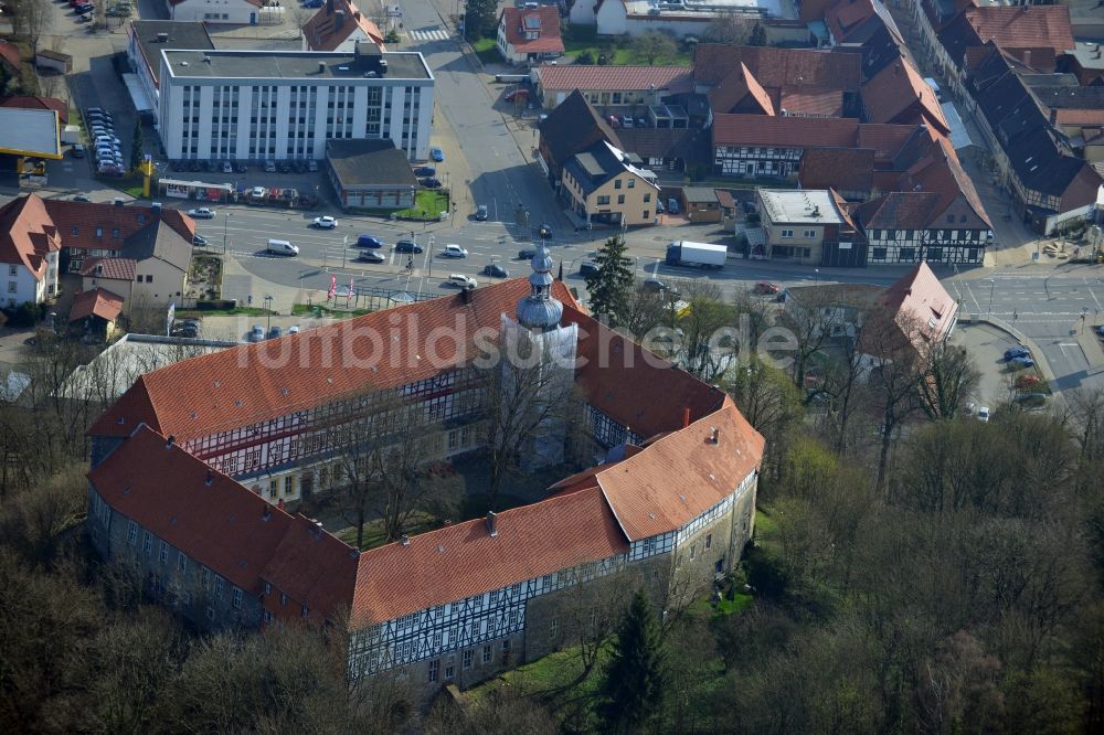 Luftbild Herzberg am Harz - Vierflügelanlage des Schloss Herzberg in Herzberg am Harz im Bundesland Sachsen-Anhalt