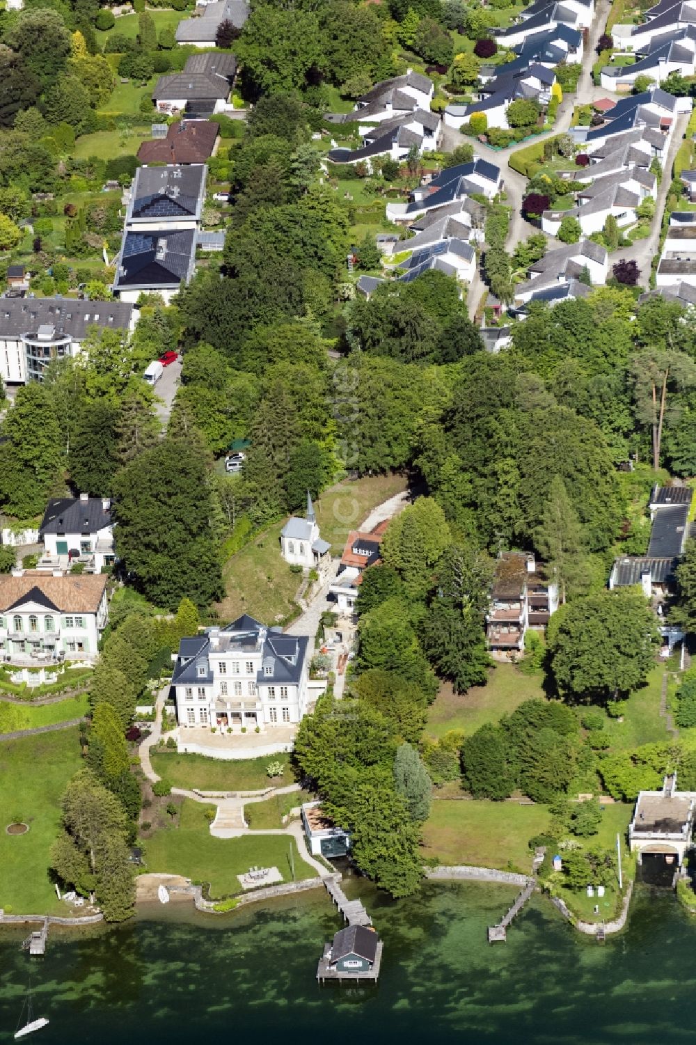 Luftaufnahme Pöcking - Villa Einfamilienhaus am Starnberger See in Pöcking im Bundesland Bayern, Deutschland