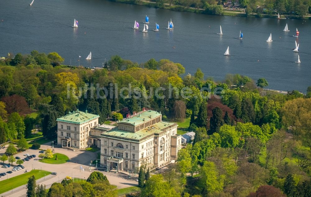 Luftaufnahme Essen - Villa Hügel im Essener Stadtteil Bredeney im Bundesland Nordrhein-Westfalen