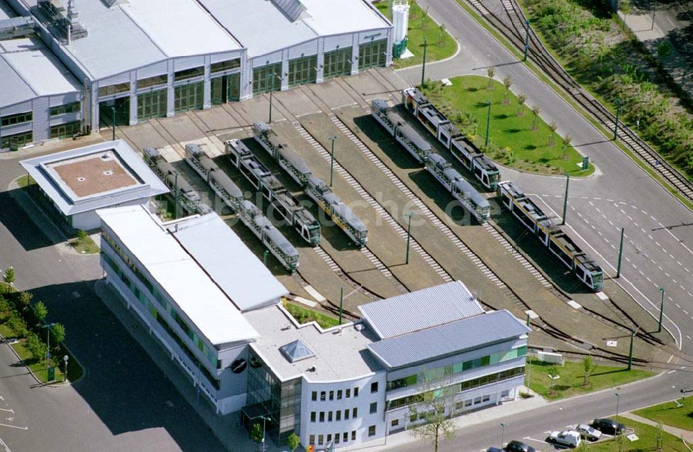  Potsdam / Brandenburg aus der Vogelperspektive: VIP - Straßenbahnhofsdepot der Potsdamer Verkehrsbetriebe in Potsdam - Babelsberg Datum: 05.05.03