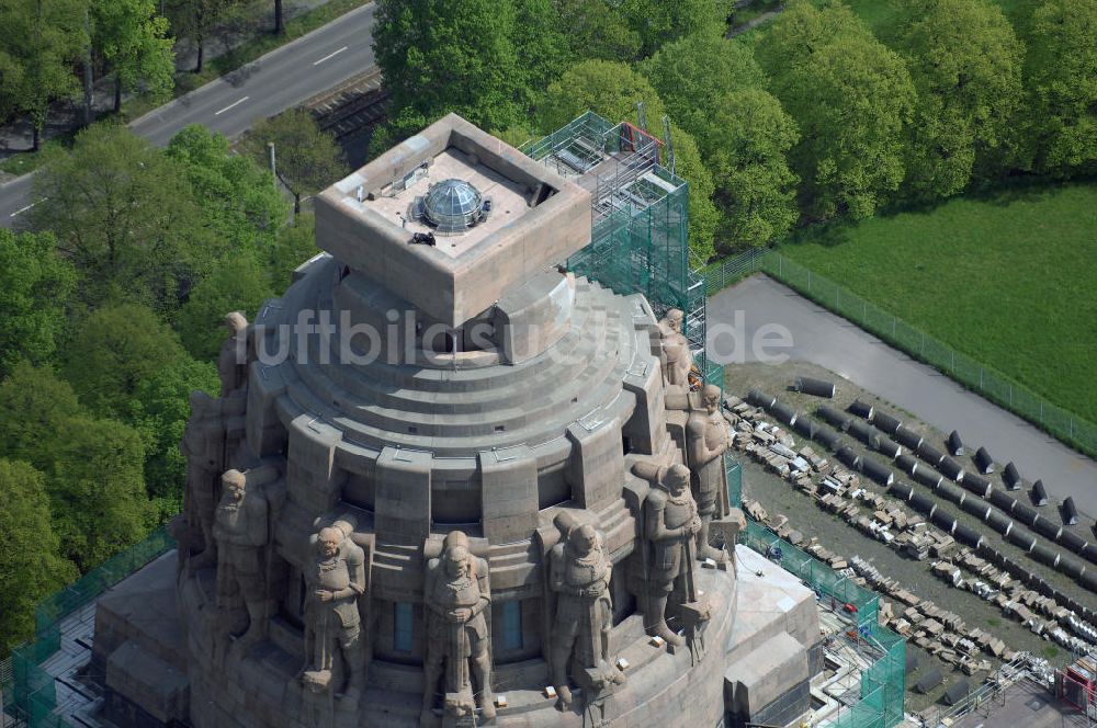 Luftbild LEIPZIG - Völkerschlachtdenkmal - Halbzeit bei Sanierung