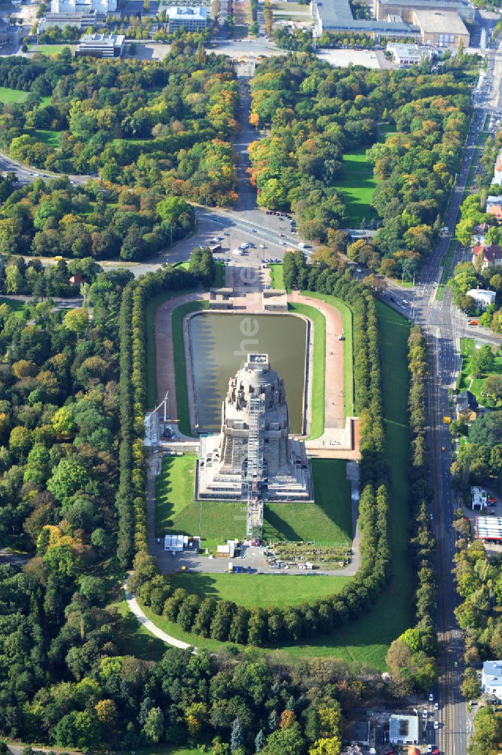 Leipzig von oben - Völkerschlachtdenkmal in Leipzig / Sachsen