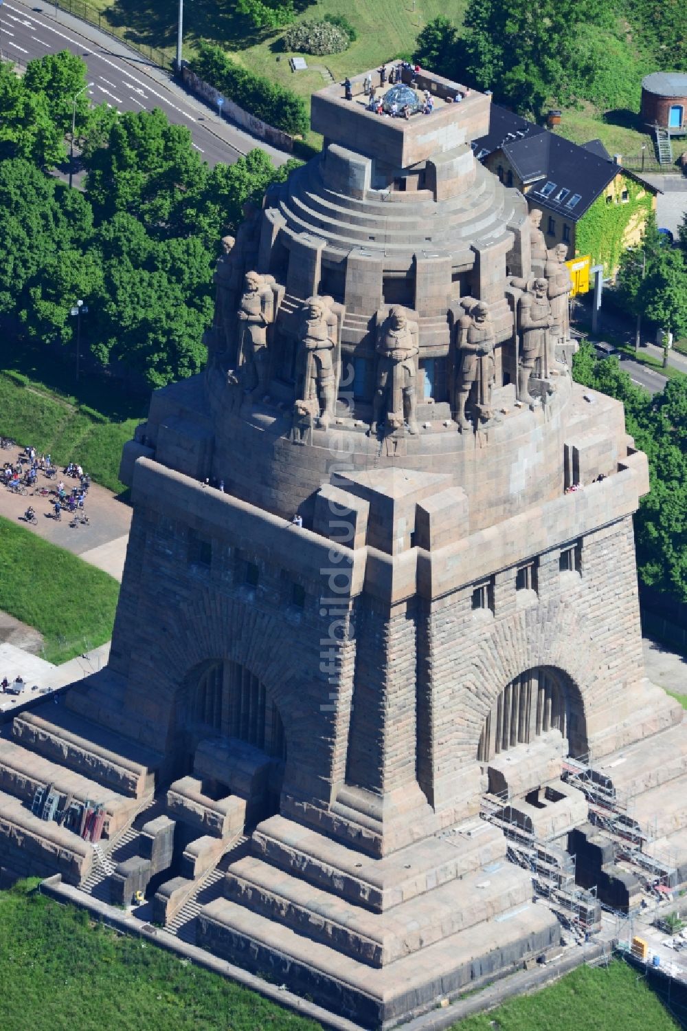 Leipzig von oben - Völkerschlachtdenkmal in Leipzig in Sachsen