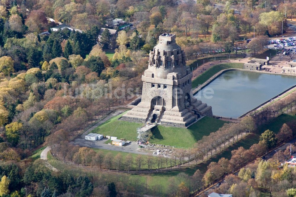 Leipzig von oben - Völkerschlachtsdenkmal in Leipzig im Bundesland Sachsen