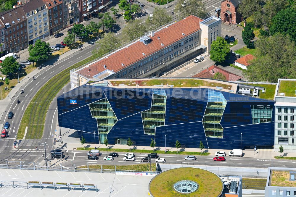 Karlsruhe von oben - Volksbank- Hauptverwaltung in Karlsruhe im Bundesland Baden-Württemberg, Deutschland