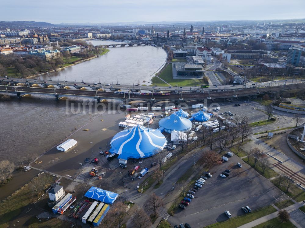 Luftbild Dresden - Volksfestgelände Pieschner Allee in Dresden im Bundesland Sachsen, Deutschland