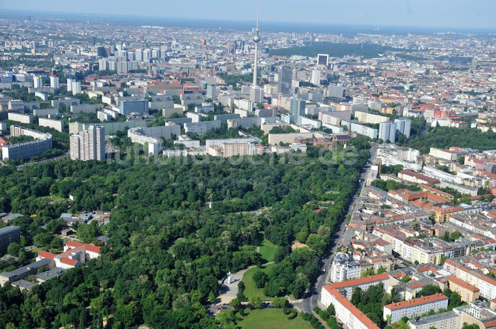 Berlin Friedrichshain von oben - Volkspark am Friedrichshain in Berlin