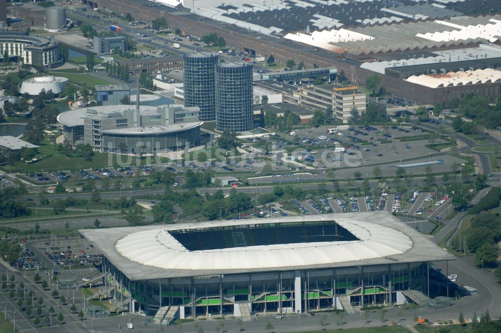 Wolfsburg aus der Vogelperspektive: Volkswagen Arena Wolfsburg / Stadion Wolfsburg