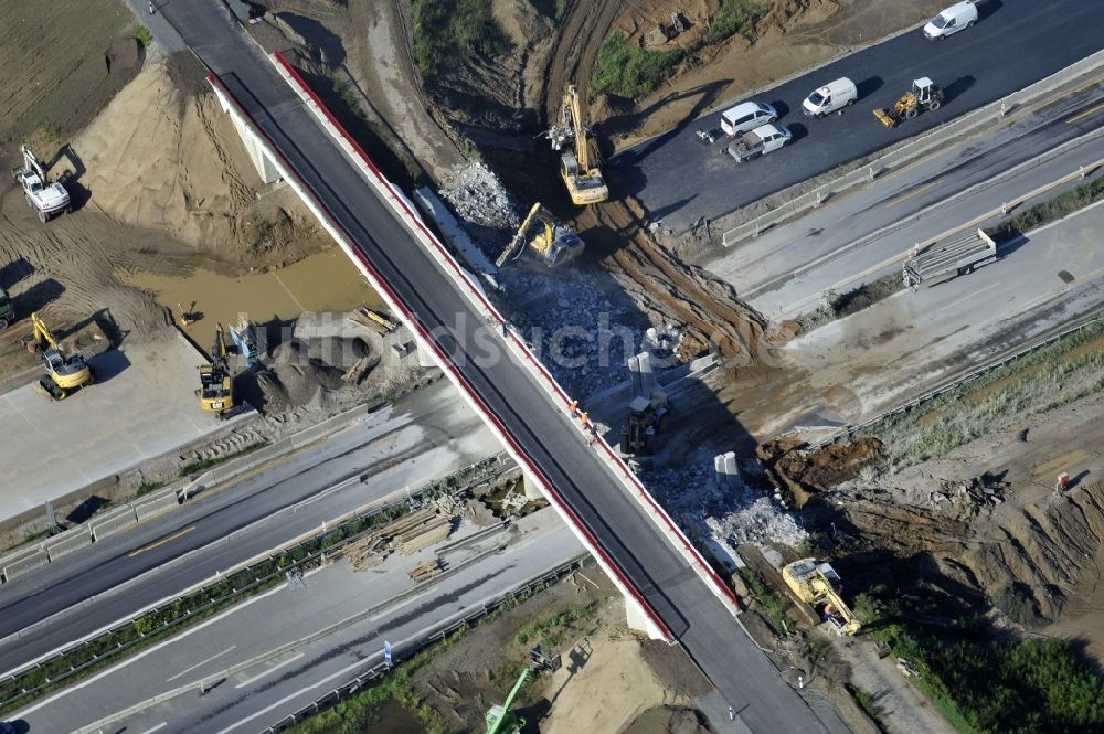 Schwanebeck von oben - Vollsperrung Autobahndreieck Schwanebeck bzw. Kreuz Barnim wegen Brückenabrißarbeiten