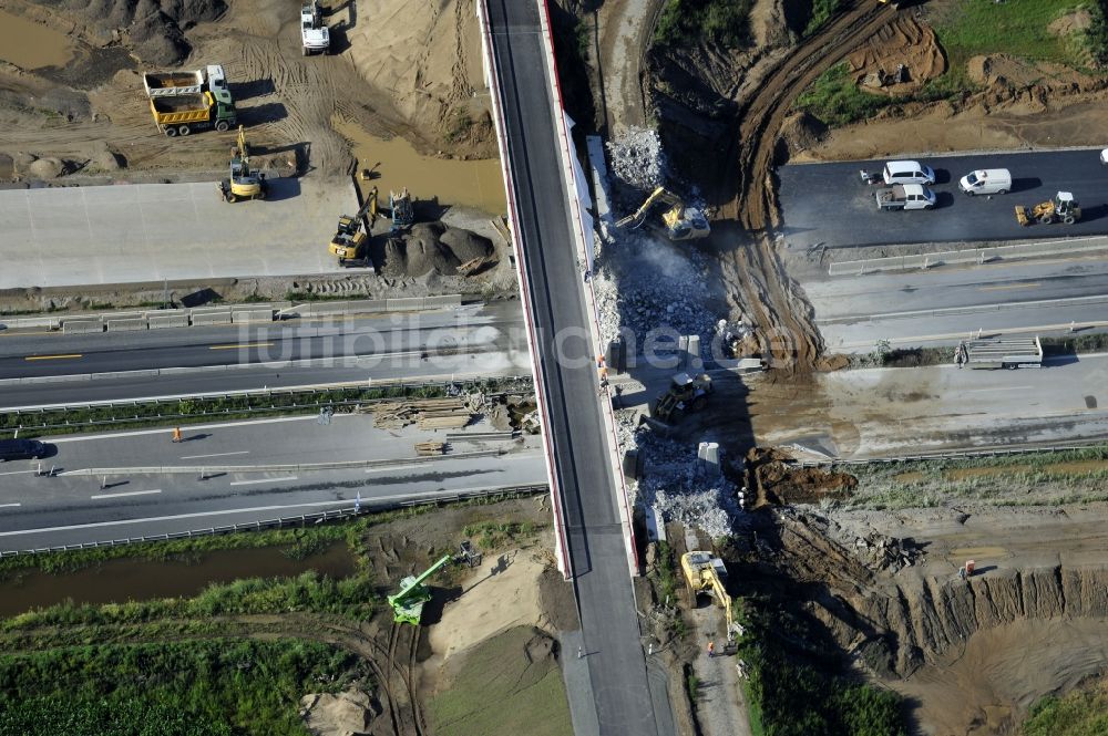 Schwanebeck von oben - Vollsperrung Autobahndreieck Schwanebeck bzw. Kreuz Barnim wegen Brückenabrißarbeiten