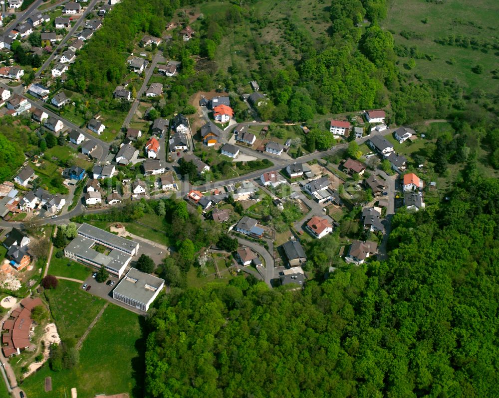 Luftbild Donsbach - Von Wald umgebene Ortsansicht in Donsbach im Bundesland Hessen, Deutschland