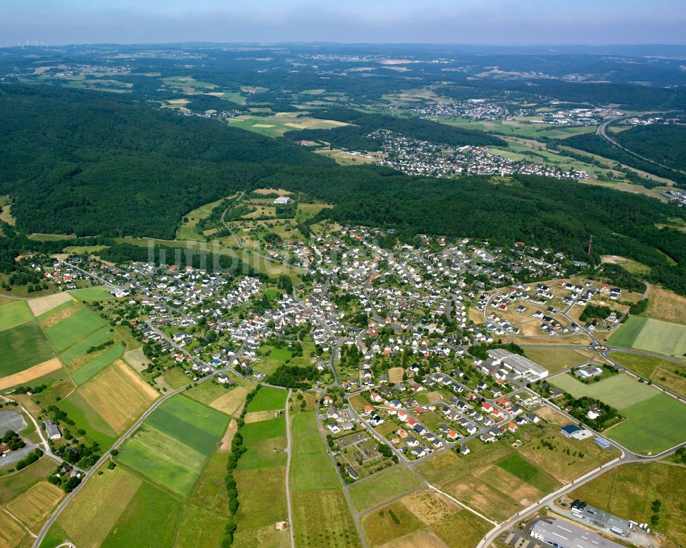 Luftbild Fleisbach - Von Wald umgebene Ortsansicht in Fleisbach im Bundesland Hessen, Deutschland