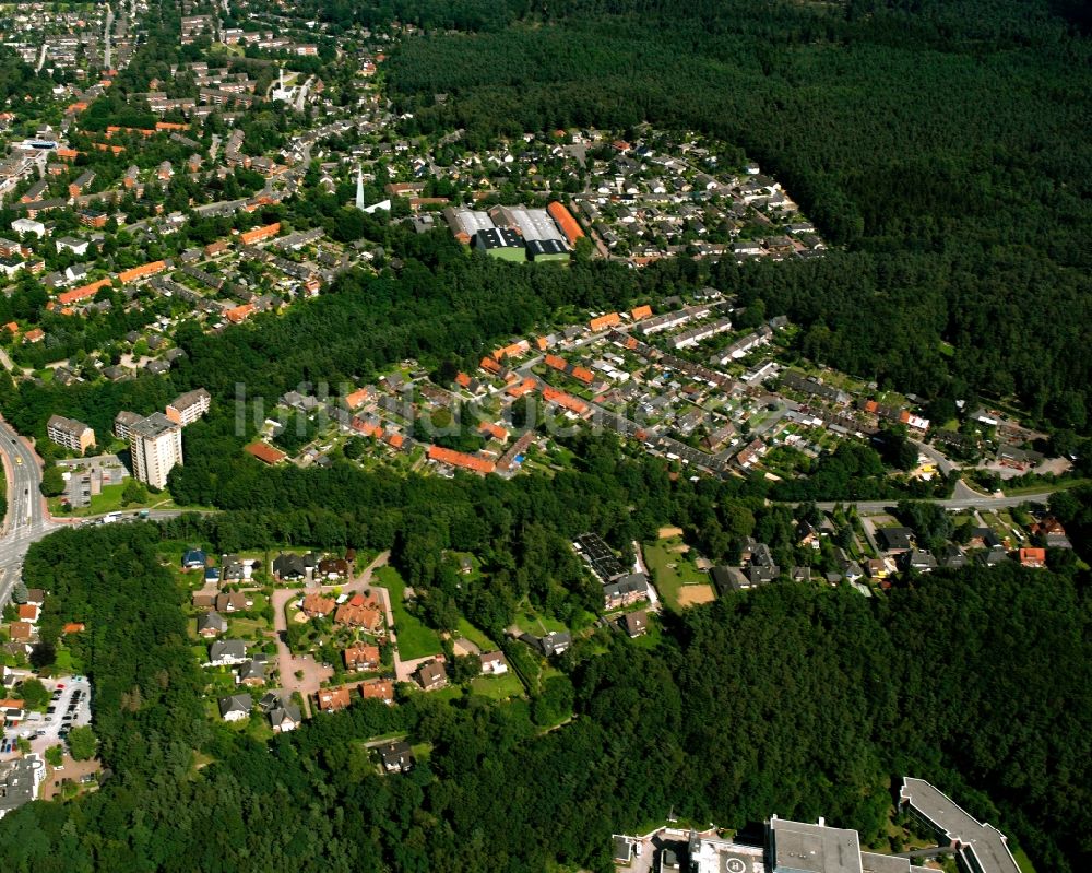 Geesthacht von oben - Von Wald umgebene Ortsansicht in Geesthacht im Bundesland Schleswig-Holstein, Deutschland