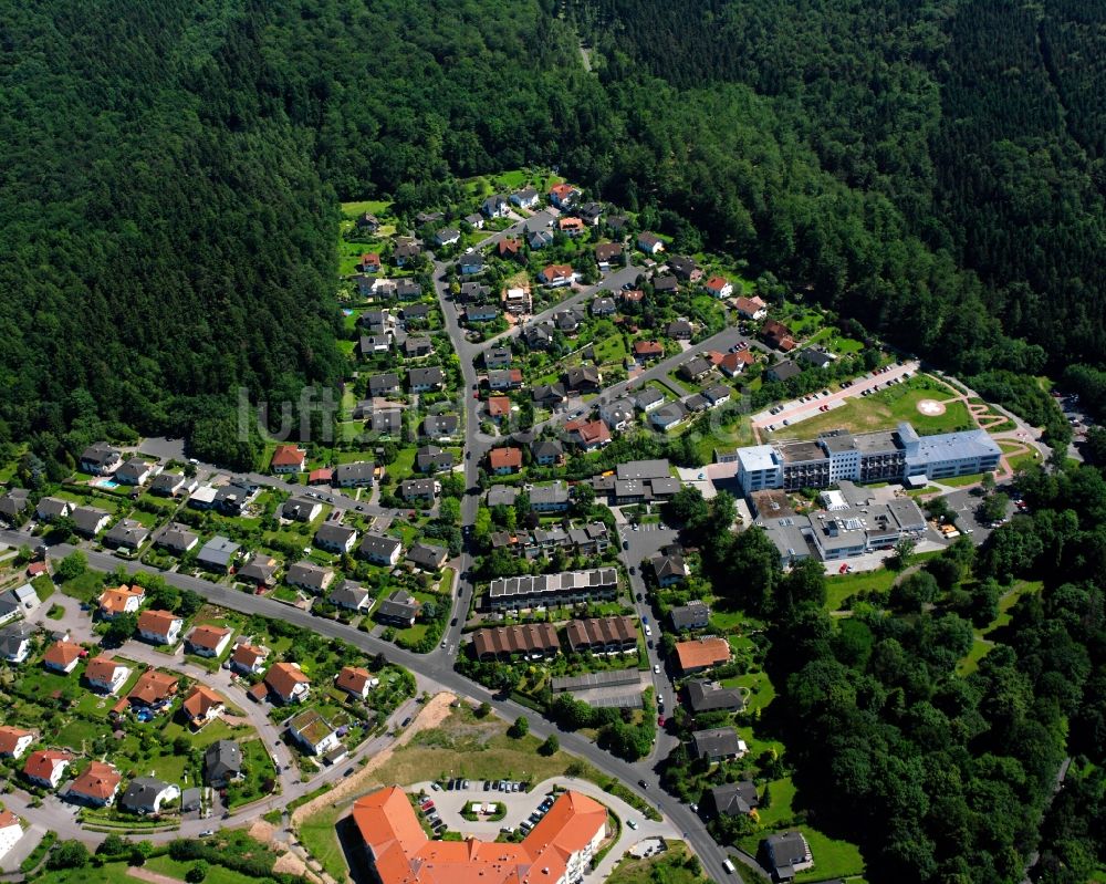 Luftbild Hann. Münden - Von Wald umgebene Ortsansicht in Hann. Münden im Bundesland Niedersachsen, Deutschland