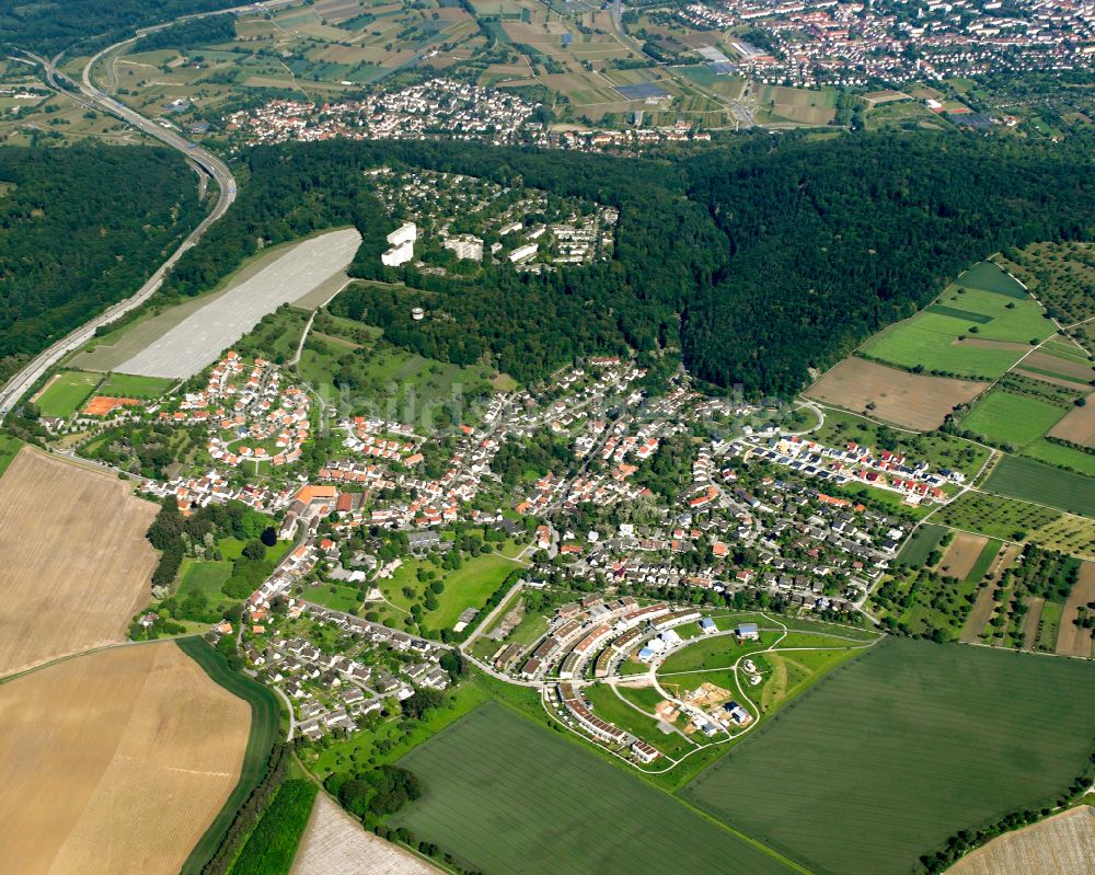 Luftaufnahme Hohenwettersbach - Von Wald umgebene Ortsansicht in Hohenwettersbach im Bundesland Baden-Württemberg, Deutschland