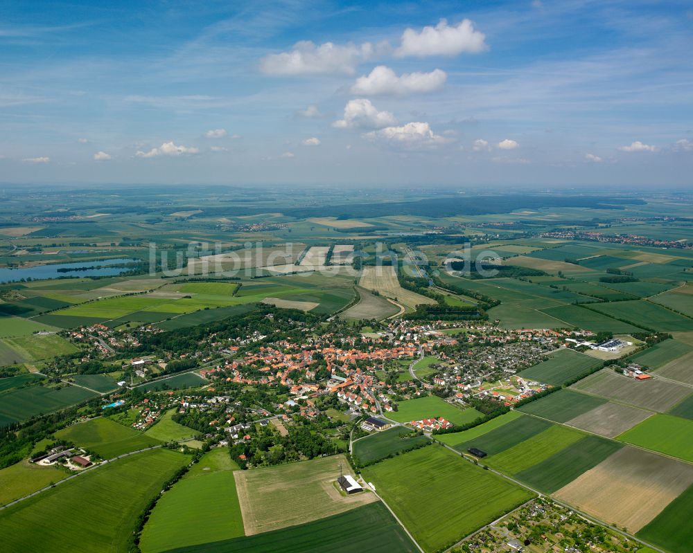 Hornburg aus der Vogelperspektive: Von Wald umgebene Ortsansicht in Hornburg im Bundesland Niedersachsen, Deutschland