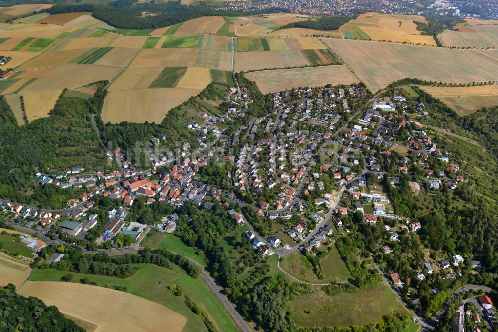 Luftbild Oberdürrbach - Von Wald umgebene Ortsansicht in Oberdürrbach im Bundesland Bayern, Deutschland