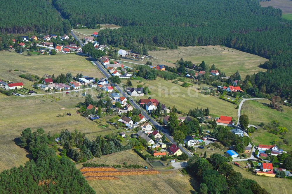 Pechhütte aus der Vogelperspektive: Von Wald umgebene Ortsansicht in Pechhütte im Bundesland Brandenburg, Deutschland