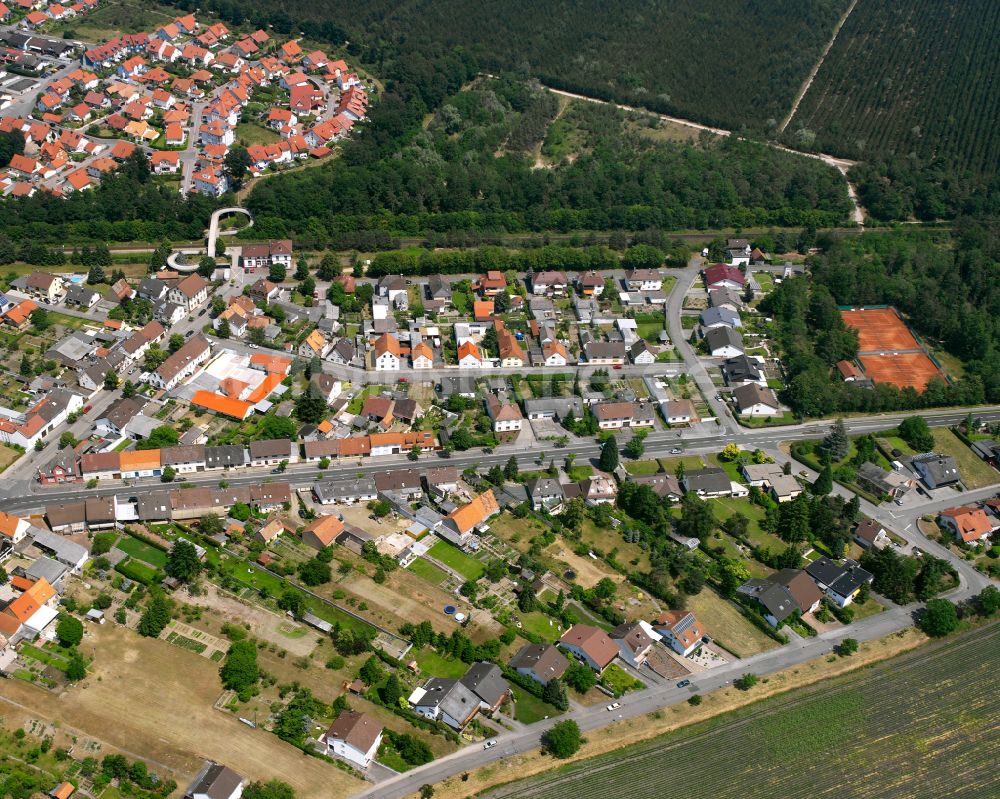 Philippsburg aus der Vogelperspektive: Von Wald umgebene Ortsansicht in Philippsburg im Bundesland Baden-Württemberg, Deutschland