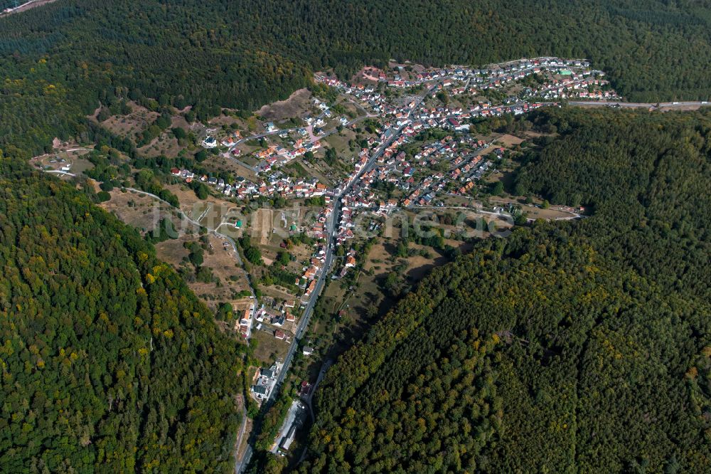 Luftbild Rechtenbach - Von Wald umgebene Ortsansicht in Rechtenbach im Bundesland Bayern, Deutschland