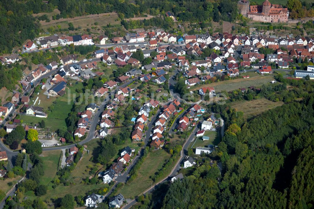 Luftaufnahme Rieneck - Von Wald umgebene Ortsansicht in Rieneck im Bundesland Bayern, Deutschland