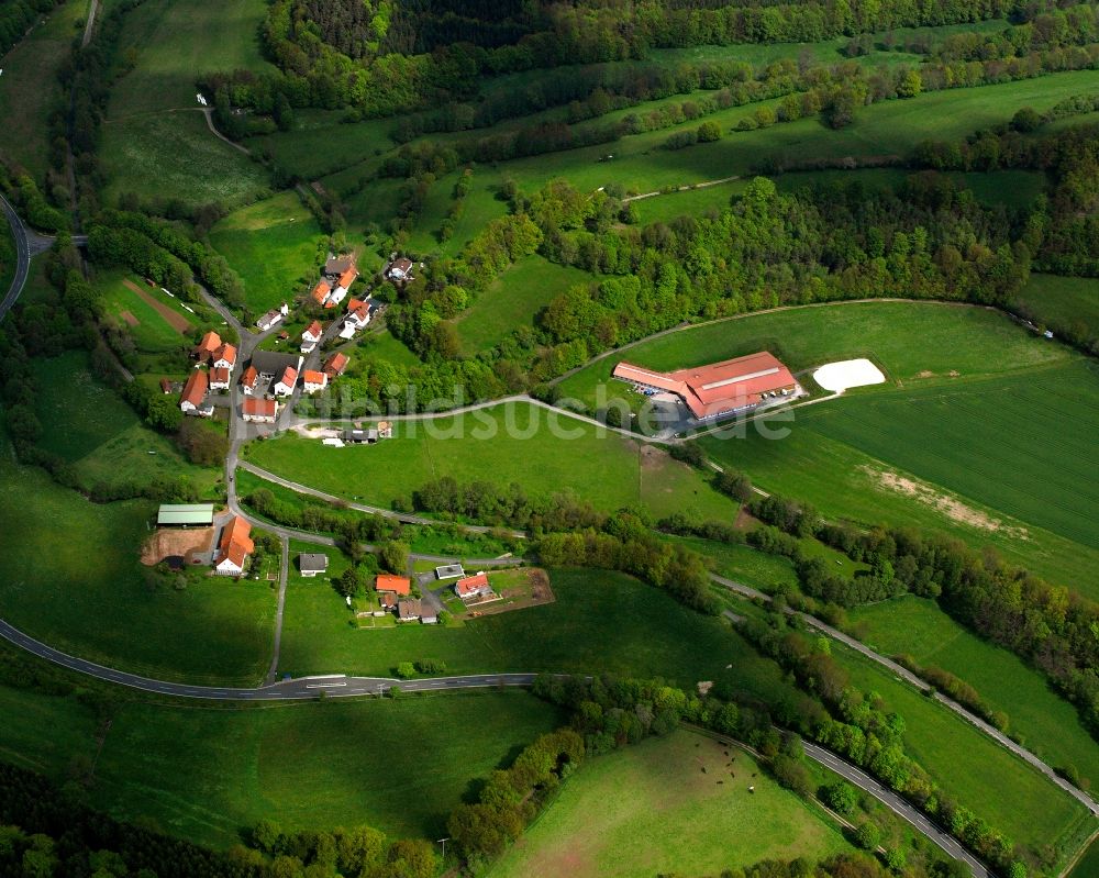 Luftaufnahme Schenksolz - Von Wald umgebene Ortsansicht in Schenksolz im Bundesland Hessen, Deutschland