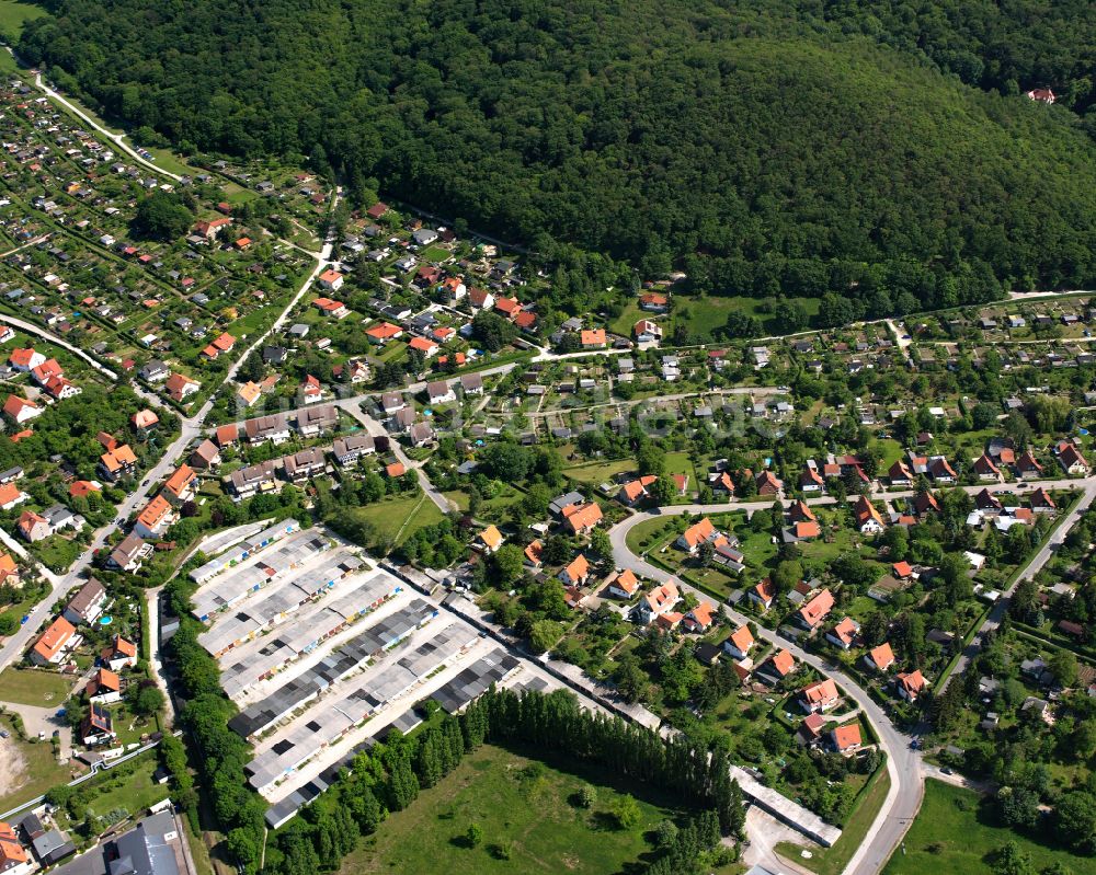 Wernigerode aus der Vogelperspektive: Von Wald umgebene Ortsansicht in Wernigerode im Bundesland Sachsen-Anhalt, Deutschland