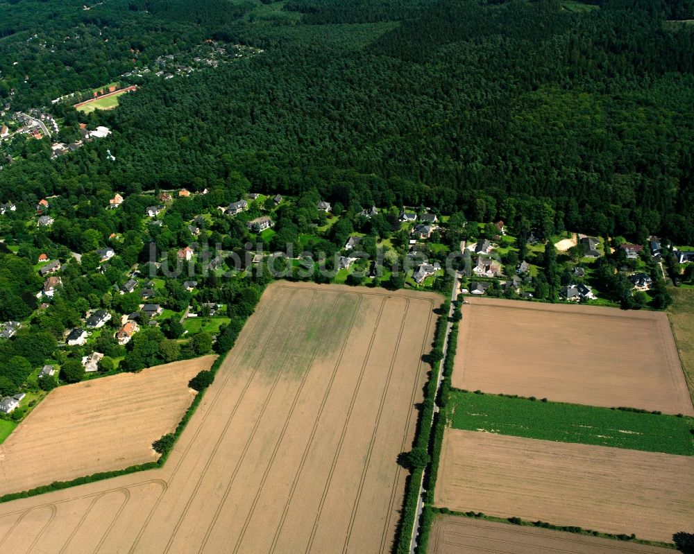 Wohltorf von oben - Von Wald umgebene Ortsansicht in Wohltorf im Bundesland Schleswig-Holstein, Deutschland