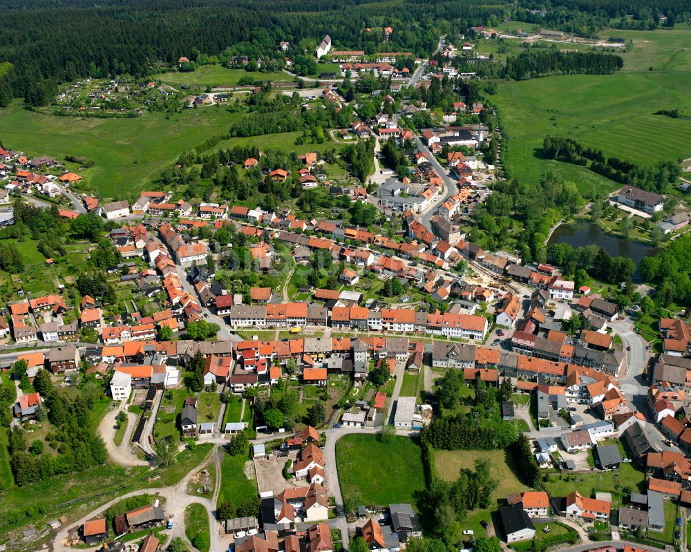 Luftbild Benneckenstein (Harz) - Von Waldflächen umsäumtes Stadtgebiet in Benneckenstein (Harz) im Bundesland Sachsen-Anhalt, Deutschland