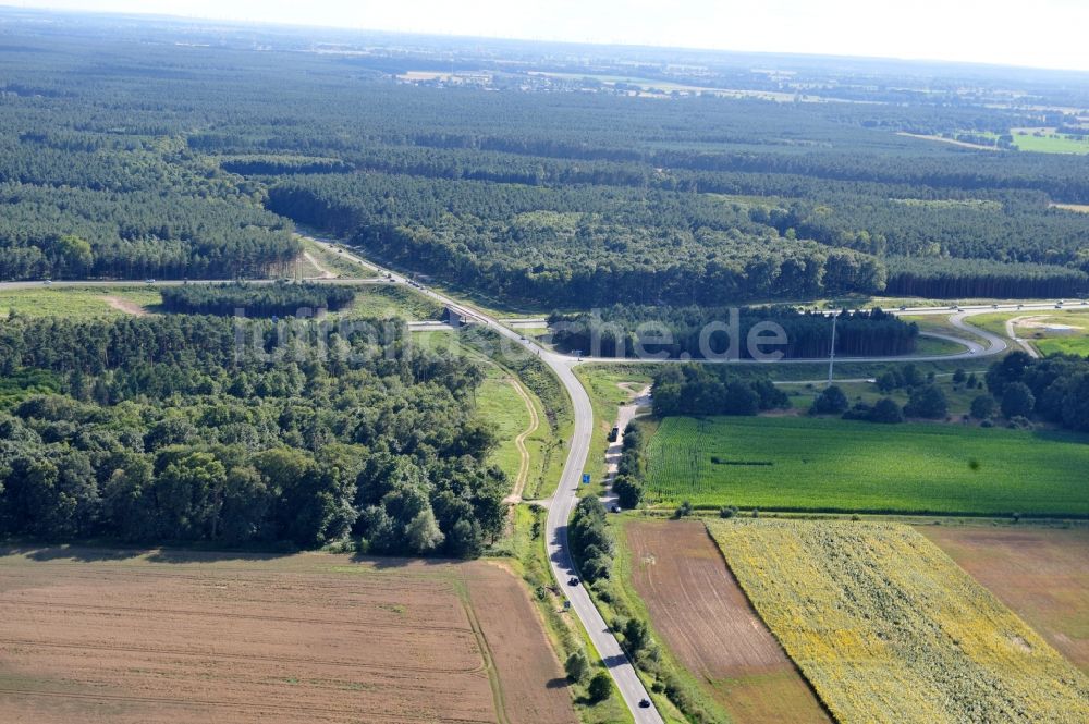 Luftbild Kremmen - Vorbereitungen für den Ausbau des Autobahnanschlußstelle AS Kremmen am Autobahndreieck Havelland im Bundesland Brandenburg