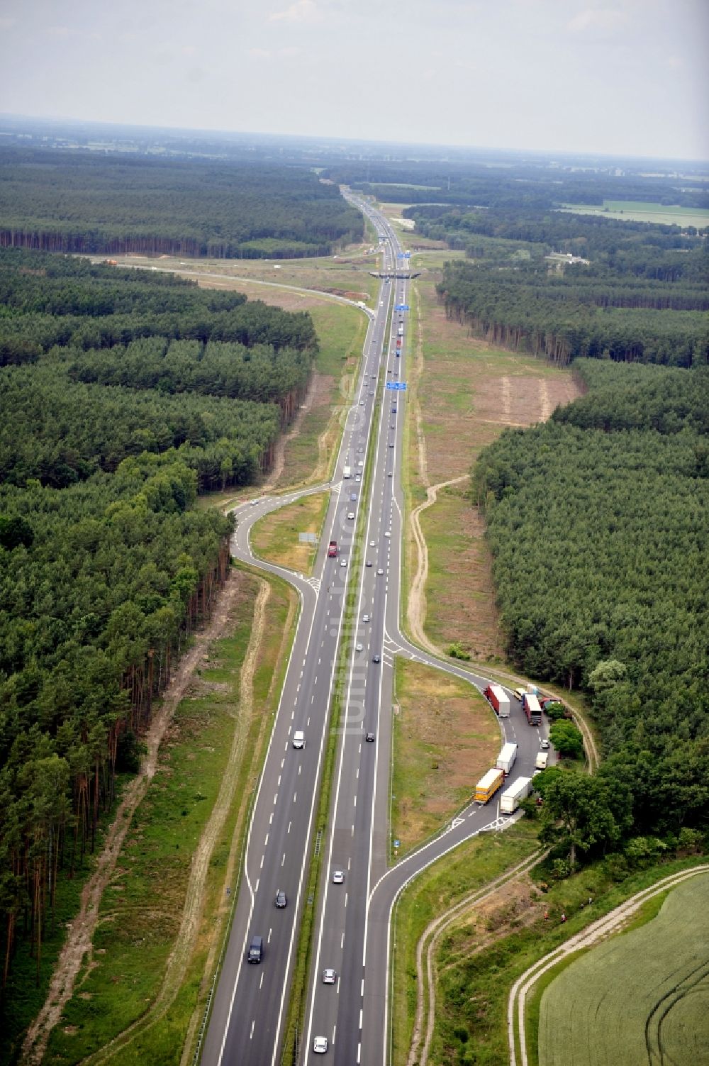 Luftbild Groß Ziethen - Vorbereitungen für den Ausbau am Autobahndreieck Havelland im Bundesland Brandenburg