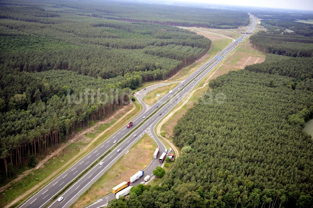 Luftaufnahme Groß Ziethen - Vorbereitungen für den Ausbau am Autobahndreieck Havelland im Bundesland Brandenburg