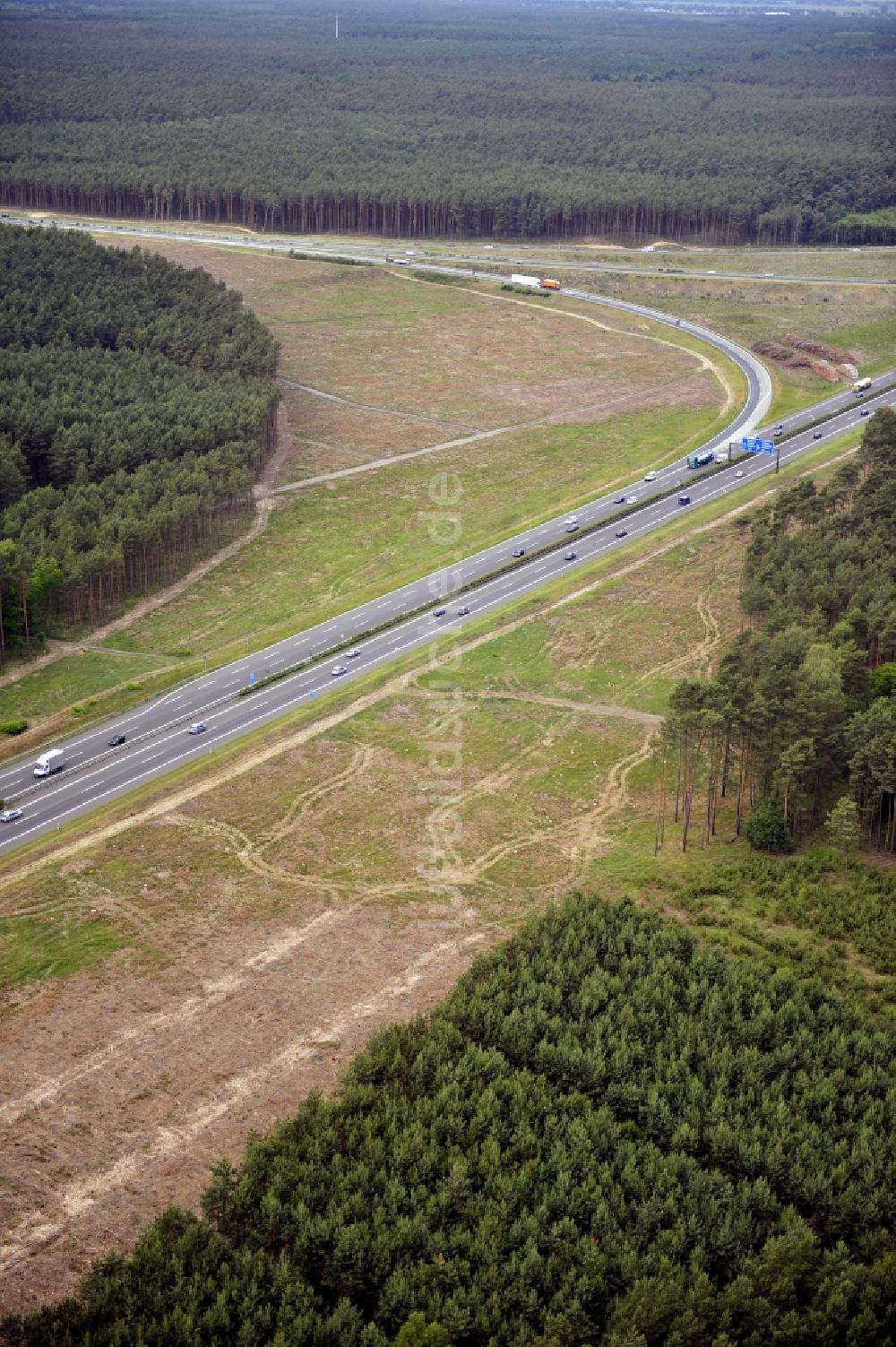 Luftbild Groß Ziethen - Vorbereitungen für den Ausbau am Autobahndreieck Havelland im Bundesland Brandenburg