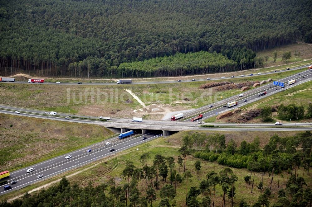 Groß Ziethen von oben - Vorbereitungen für den Ausbau am Autobahndreieck Havelland im Bundesland Brandenburg